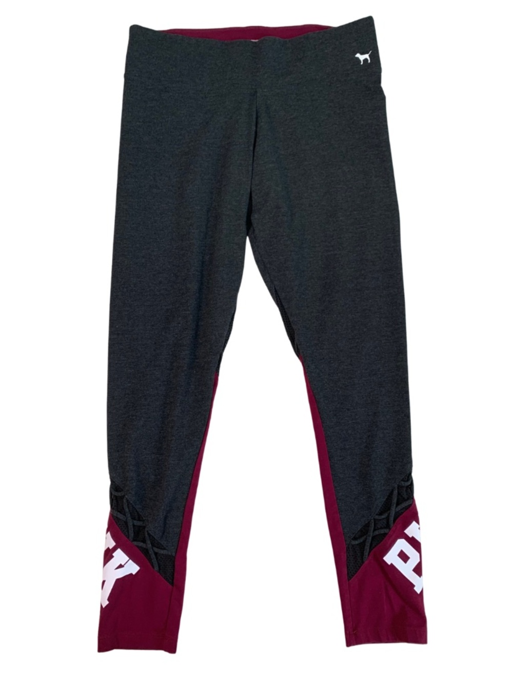PINK Victoria Secret Yoga Pants Women's L Lattice Leg Design Activewear Athletic